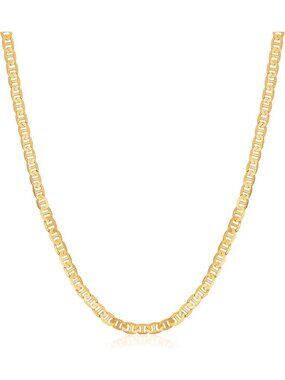 Elegant 18K Gold Plated Mariner Chain Necklace for Women - Flat Marina Design